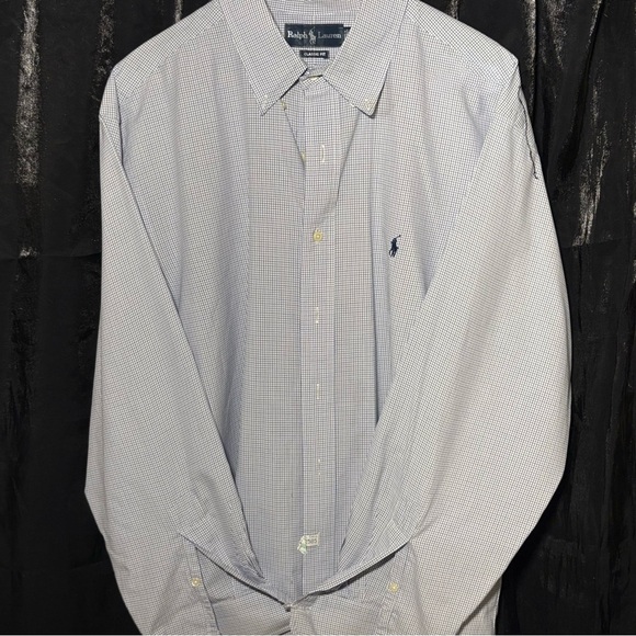 2/$20 Ralph Lauren Blue Dress Shirt Classic Gingham - Picture 4 of 10